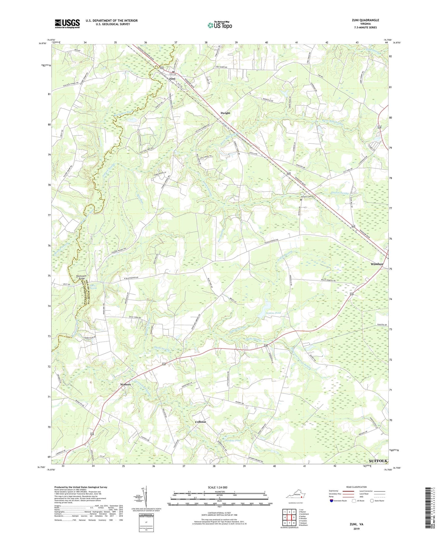 Zuni Virginia US Topo Map Image