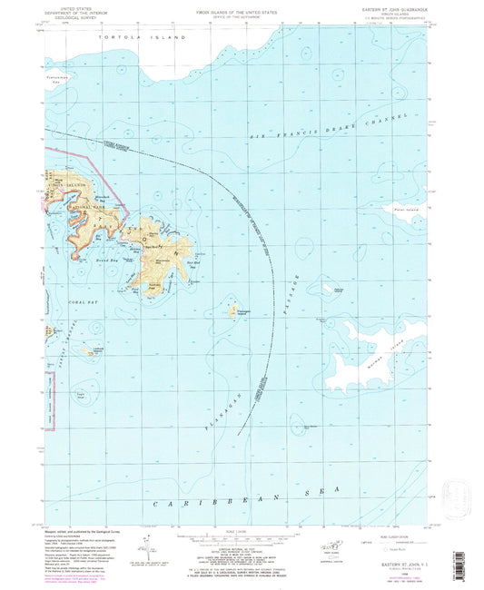 Classic USGS Eastern Saint John Virgin Islands 7.5'x7.5' Topo Map Image