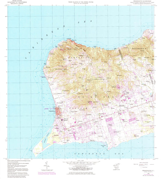 Classic USGS Frederiksted Virgin Islands 7.5'x7.5' Topo Map Image