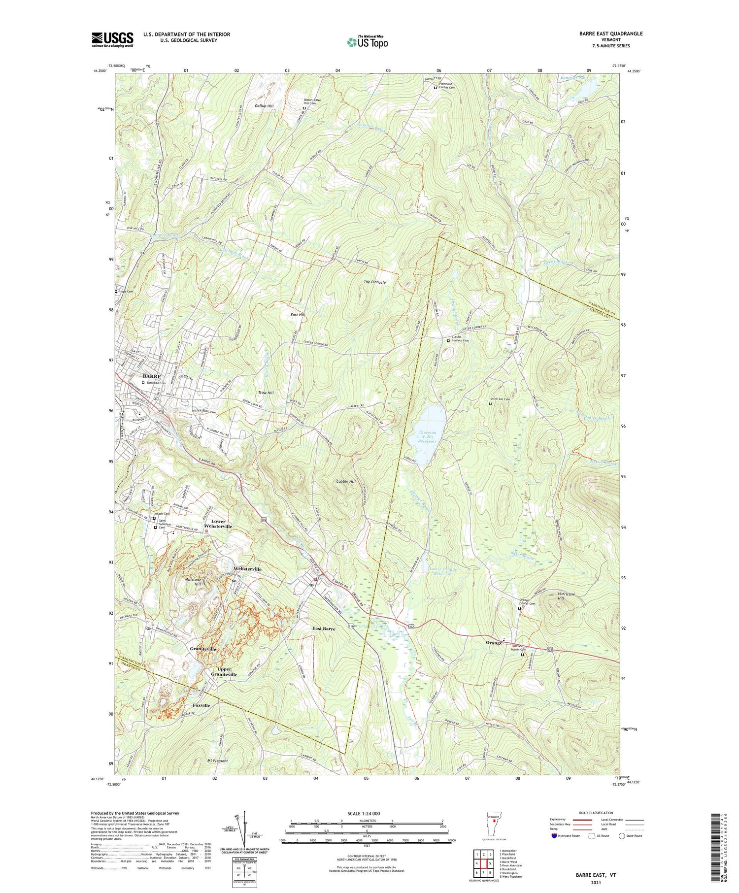 Barre East Vermont US Topo Map Image