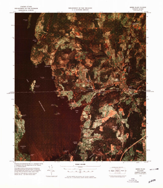Classic USGS Beebe Plain Station Vermont 7.5'x7.5' Topo Map Image