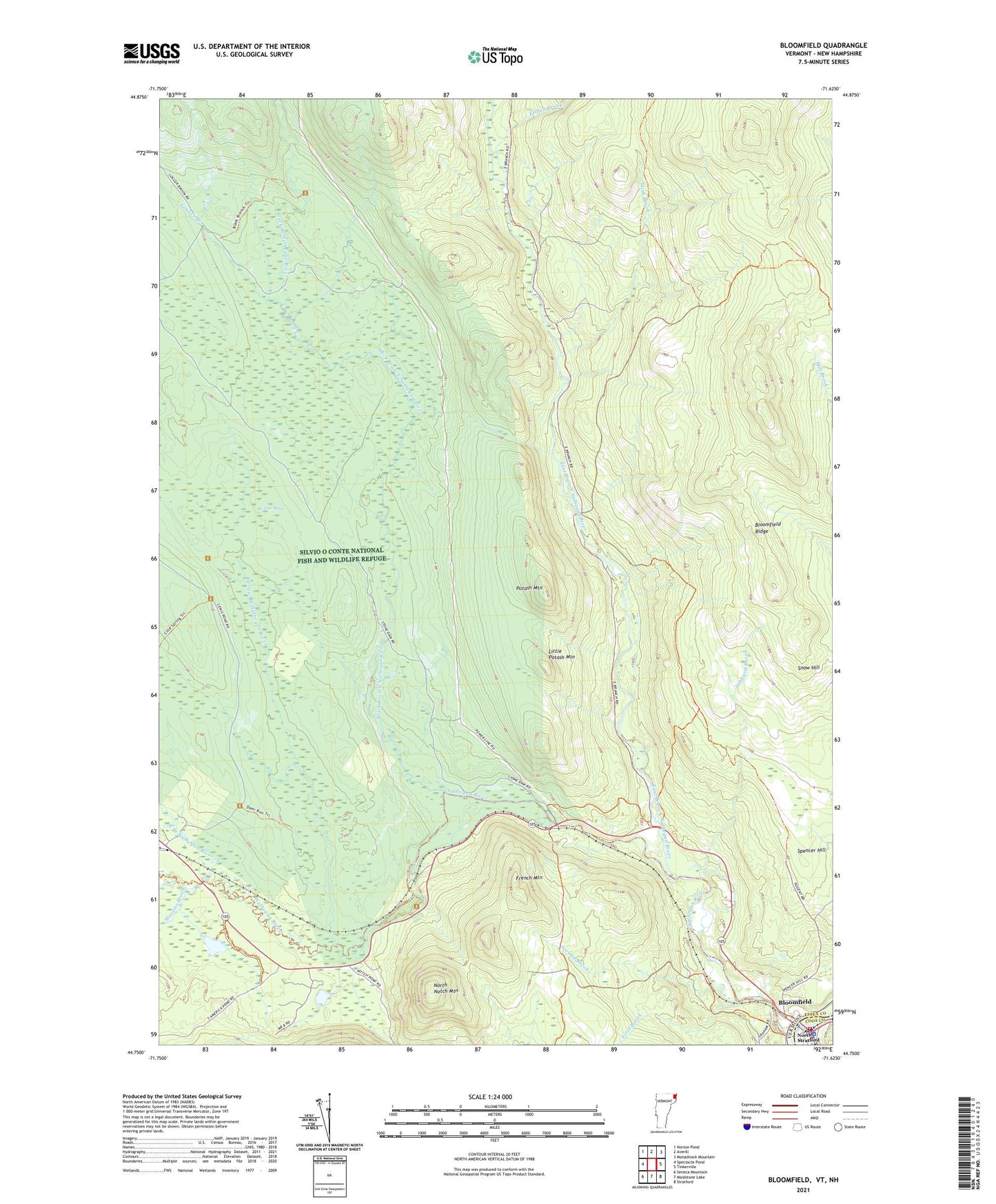 Bloomfield Vermont US Topo Map Image
