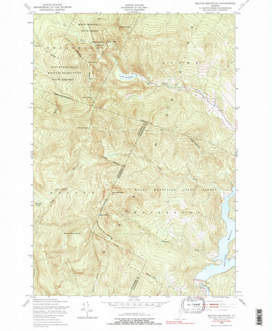 USGS Classic Bolton Mountain Vermont 7.5'x7.5' Topo Map Image