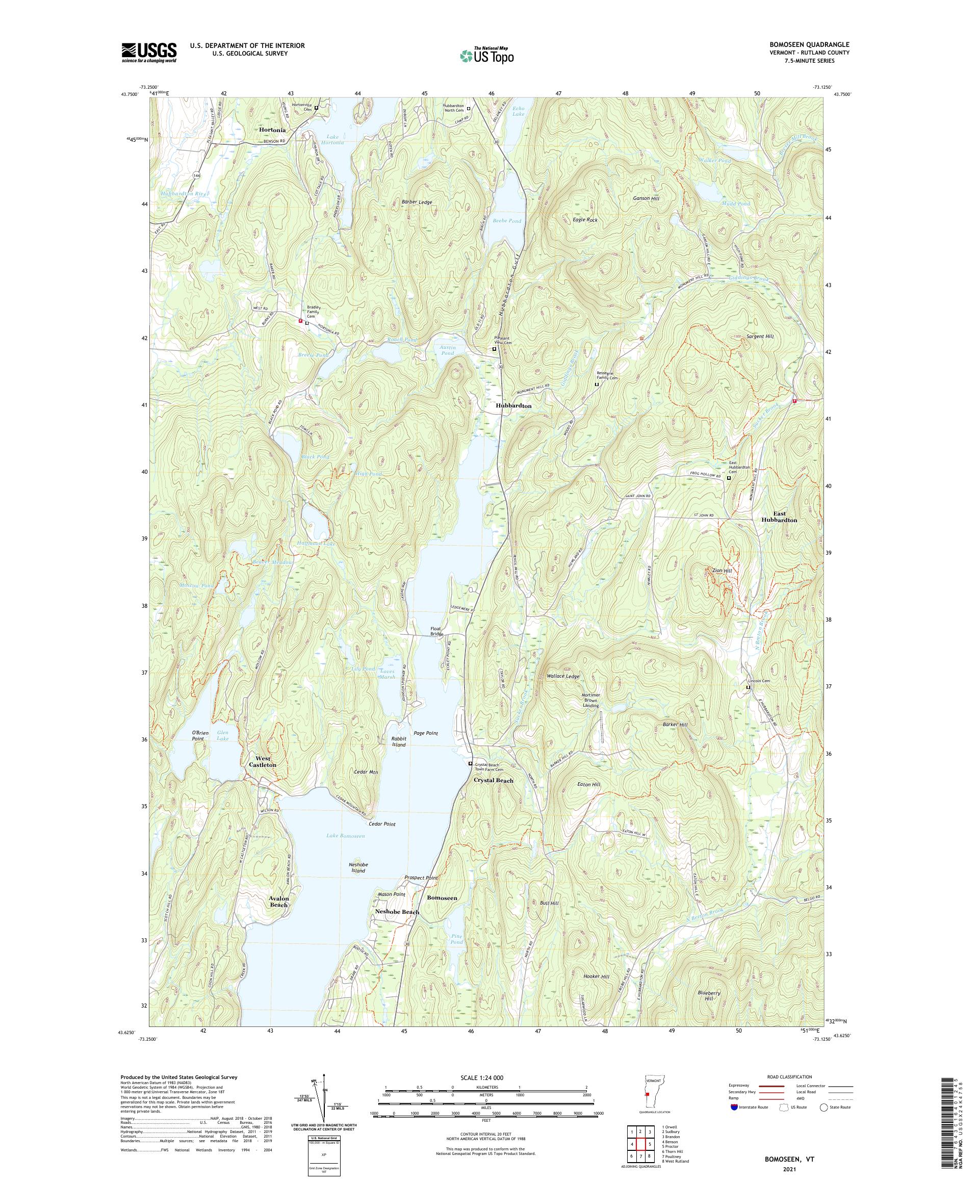 Bomoseen Vermont US Topo Map – MyTopo Map Store