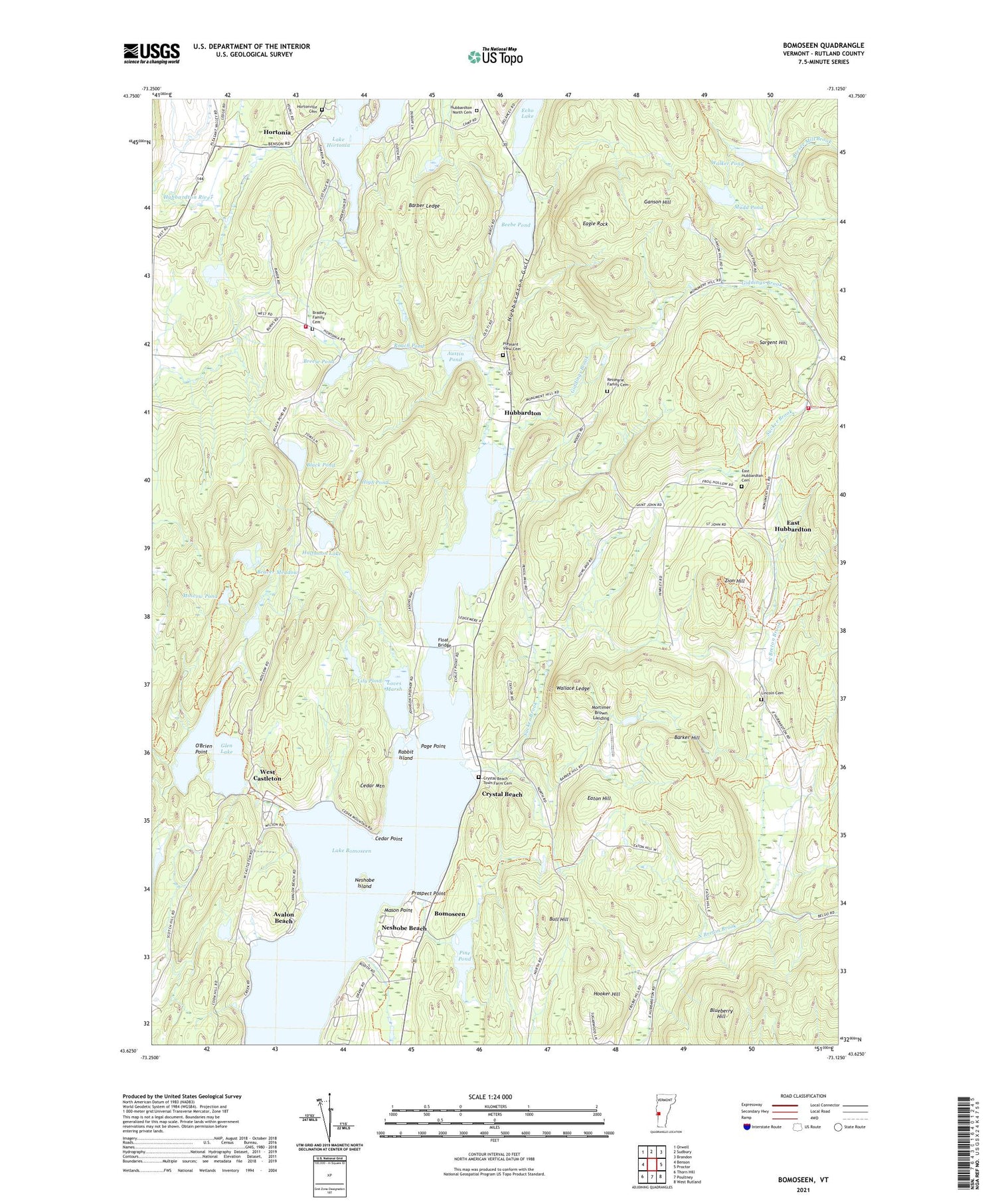 Bomoseen Vermont US Topo Map Image