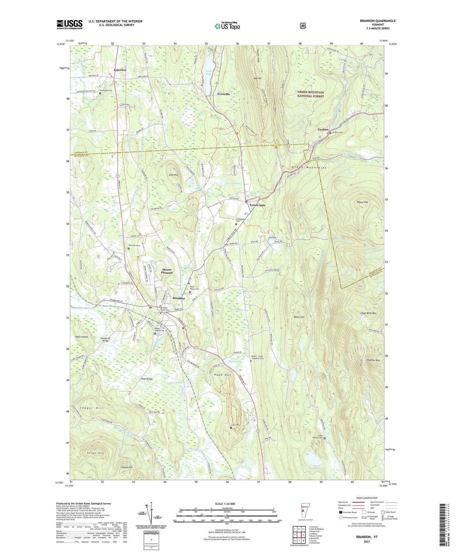 Brandon Vermont US Topo Map Image