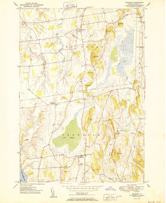 Classic USGS Bridport Vermont 7.5'x7.5' Topo Map Image