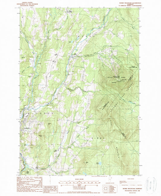 Classic USGS Burke Mountain Vermont 7.5'x7.5' Topo Map Image