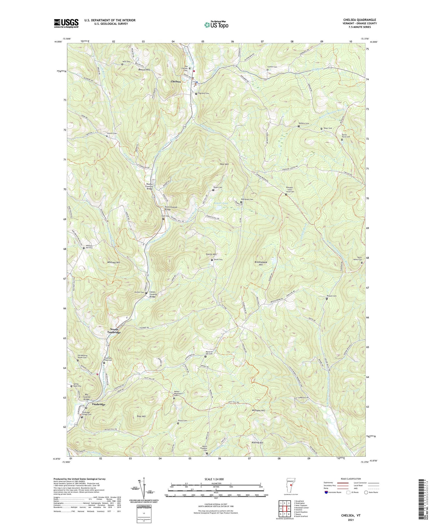 Chelsea Vermont US Topo Map Image