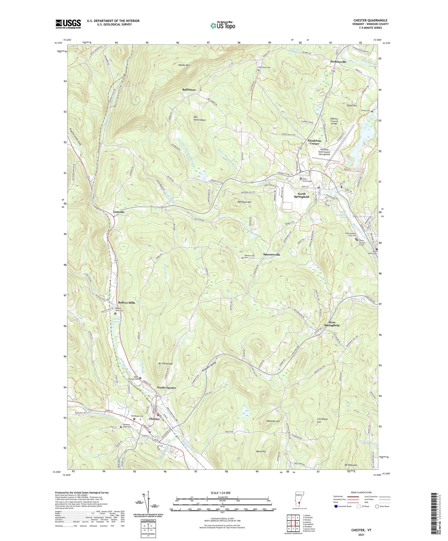 Chester Vermont US Topo Map Image