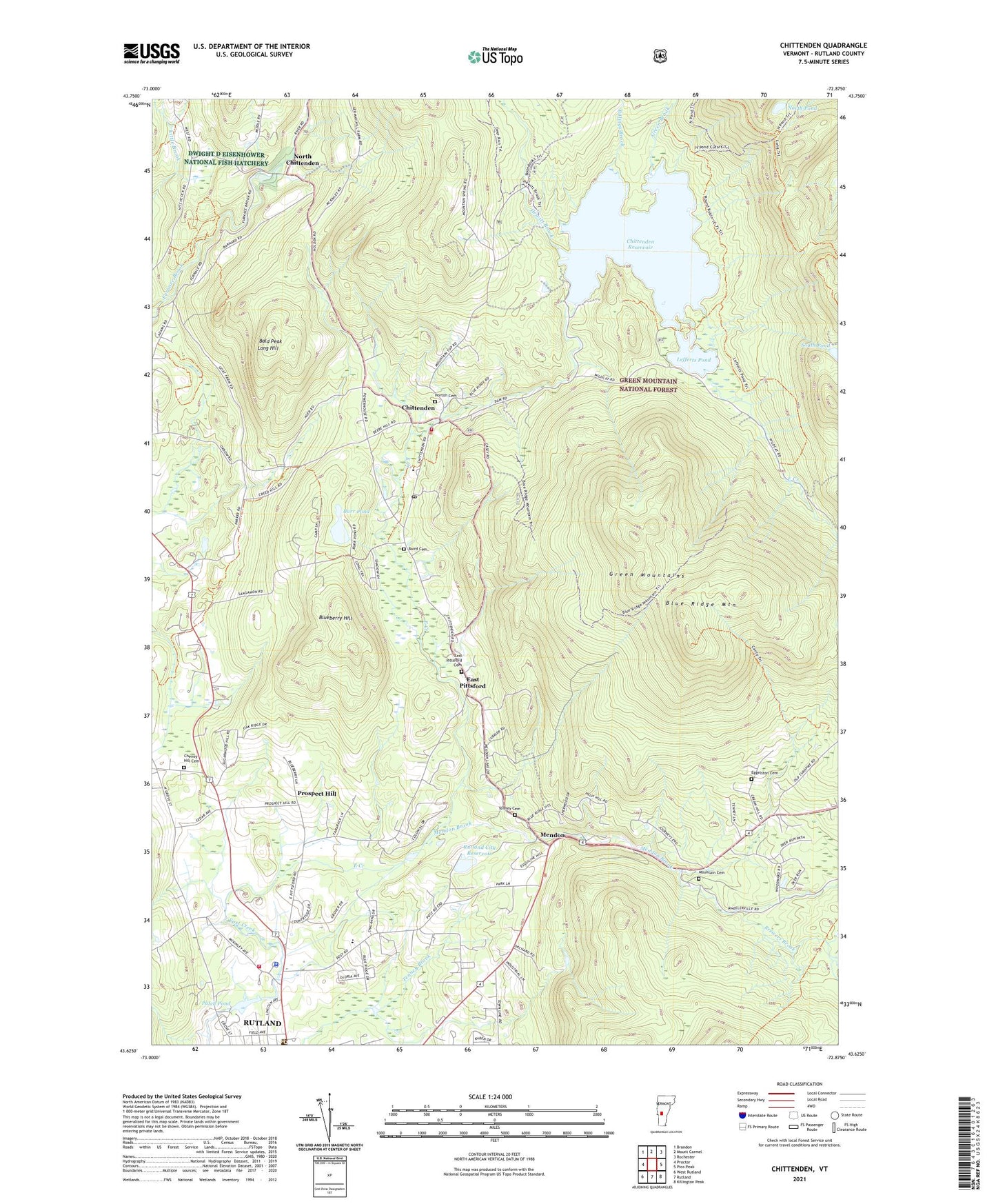 Chittenden Vermont US Topo Map Image