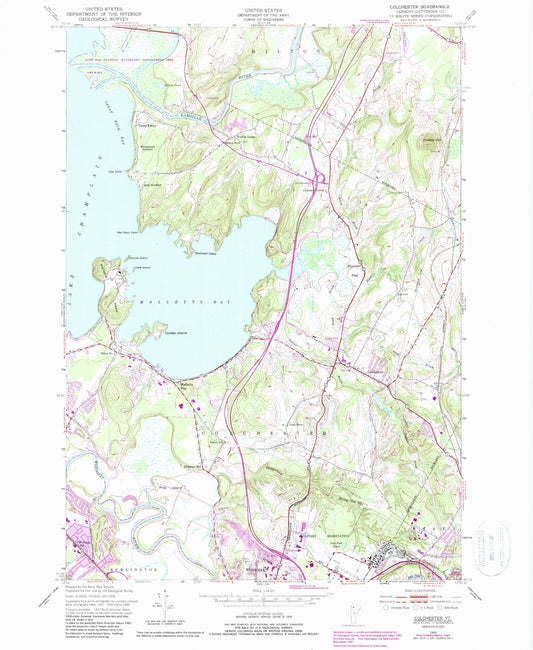 Classic USGS Colchester Vermont 7.5'x7.5' Topo Map Image