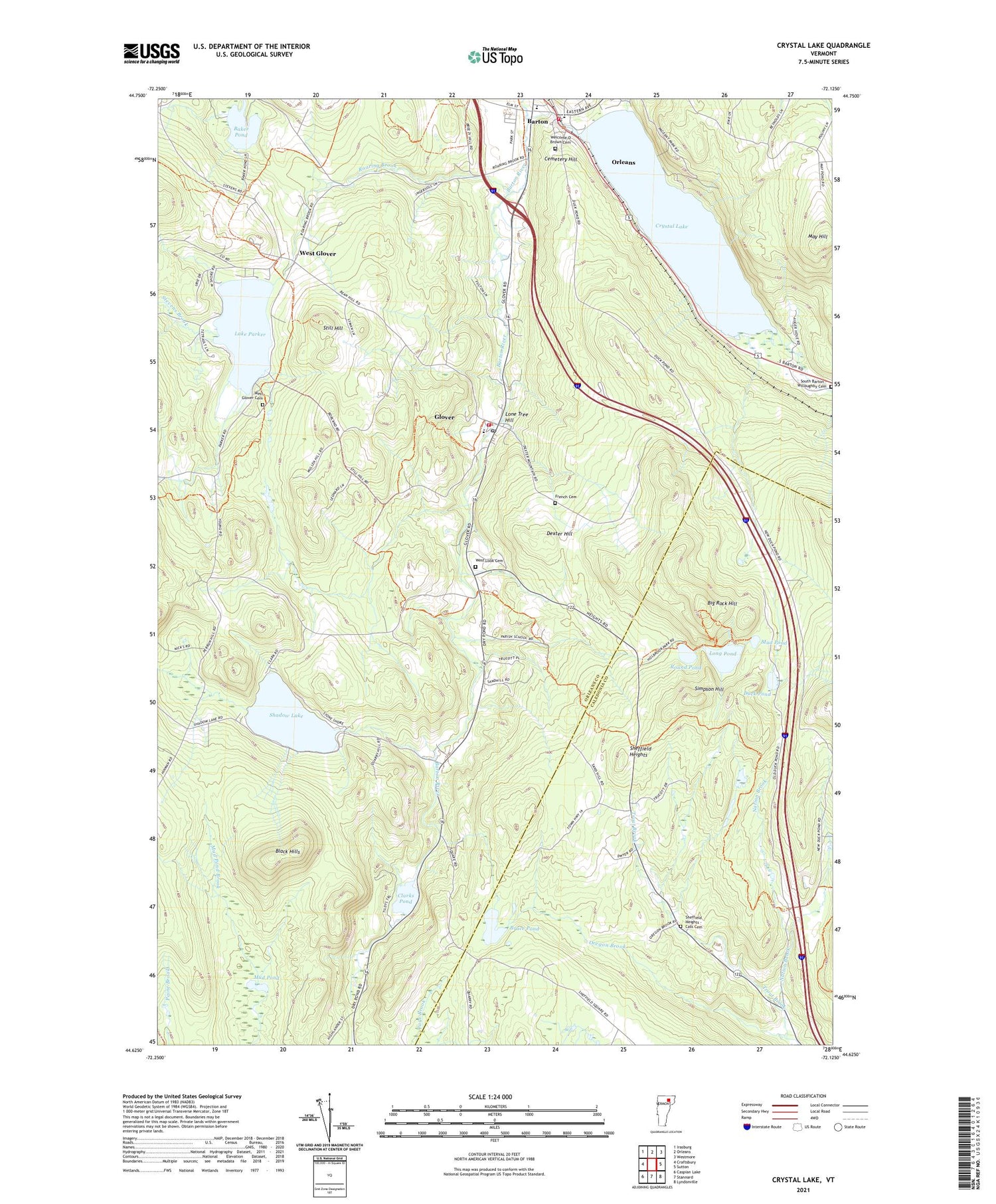 Crystal Lake Vermont US Topo Map Image