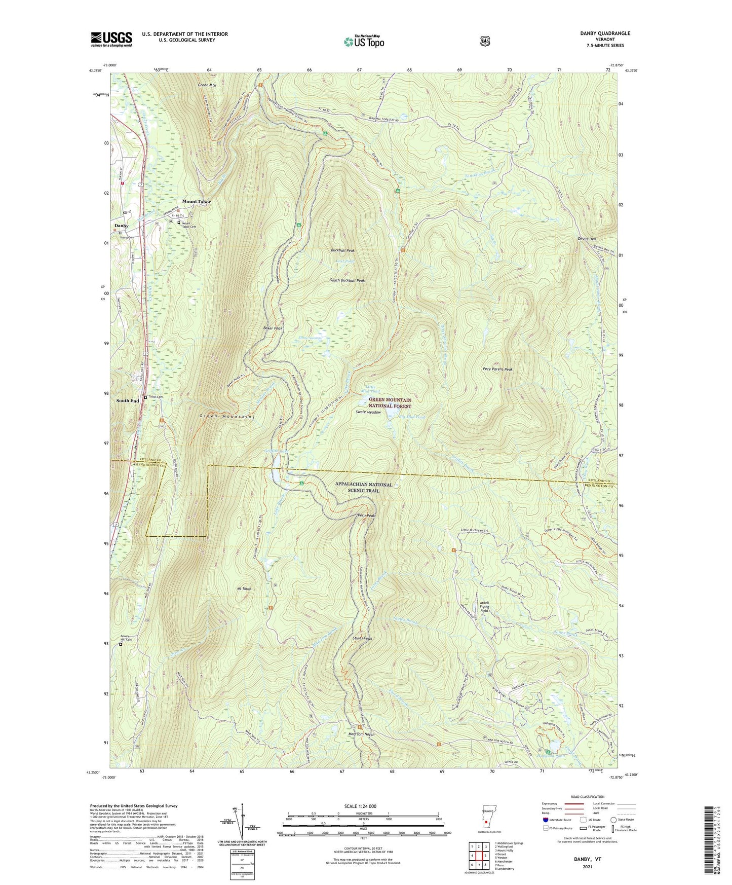 Danby Vermont US Topo Map Image