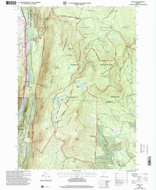 Classic USGS Danby Vermont 7.5'x7.5' Topo Map Image