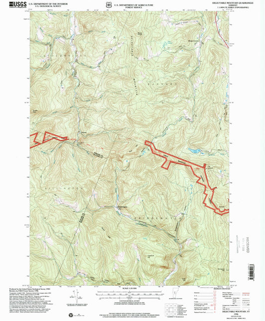 Classic USGS Delectable Mountain Vermont 7.5'x7.5' Topo Map Image
