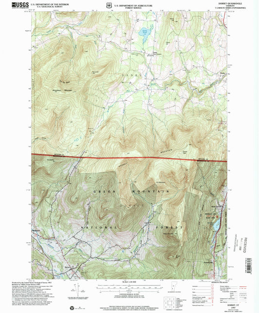 Classic USGS Dorset Vermont 7.5'x7.5' Topo Map Image
