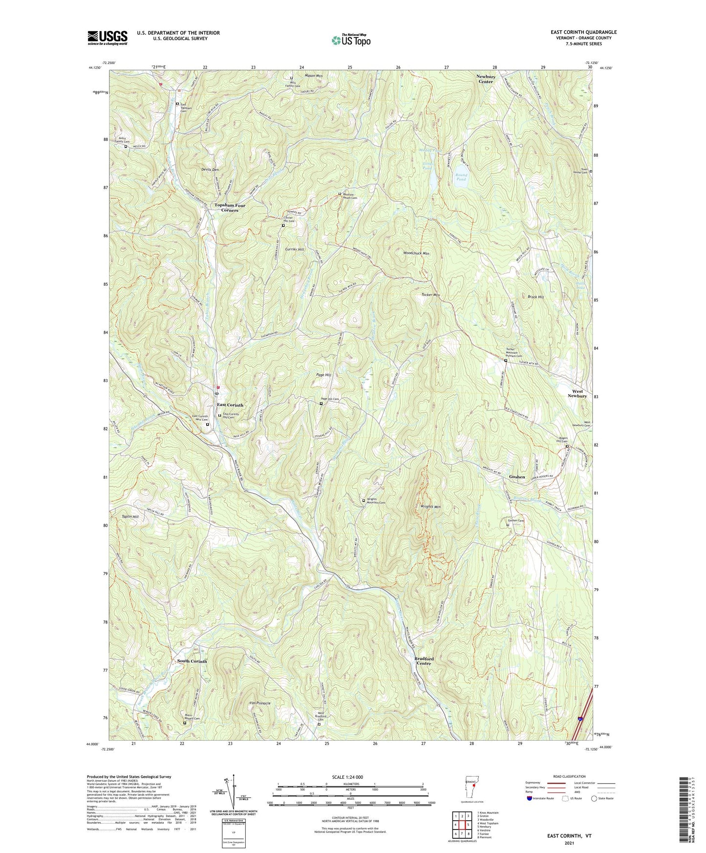 East Corinth Vermont US Topo Map Image