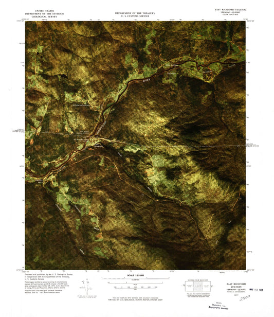Classic USGS East Richford Station Vermont 7.5'x7.5' Topo Map Image