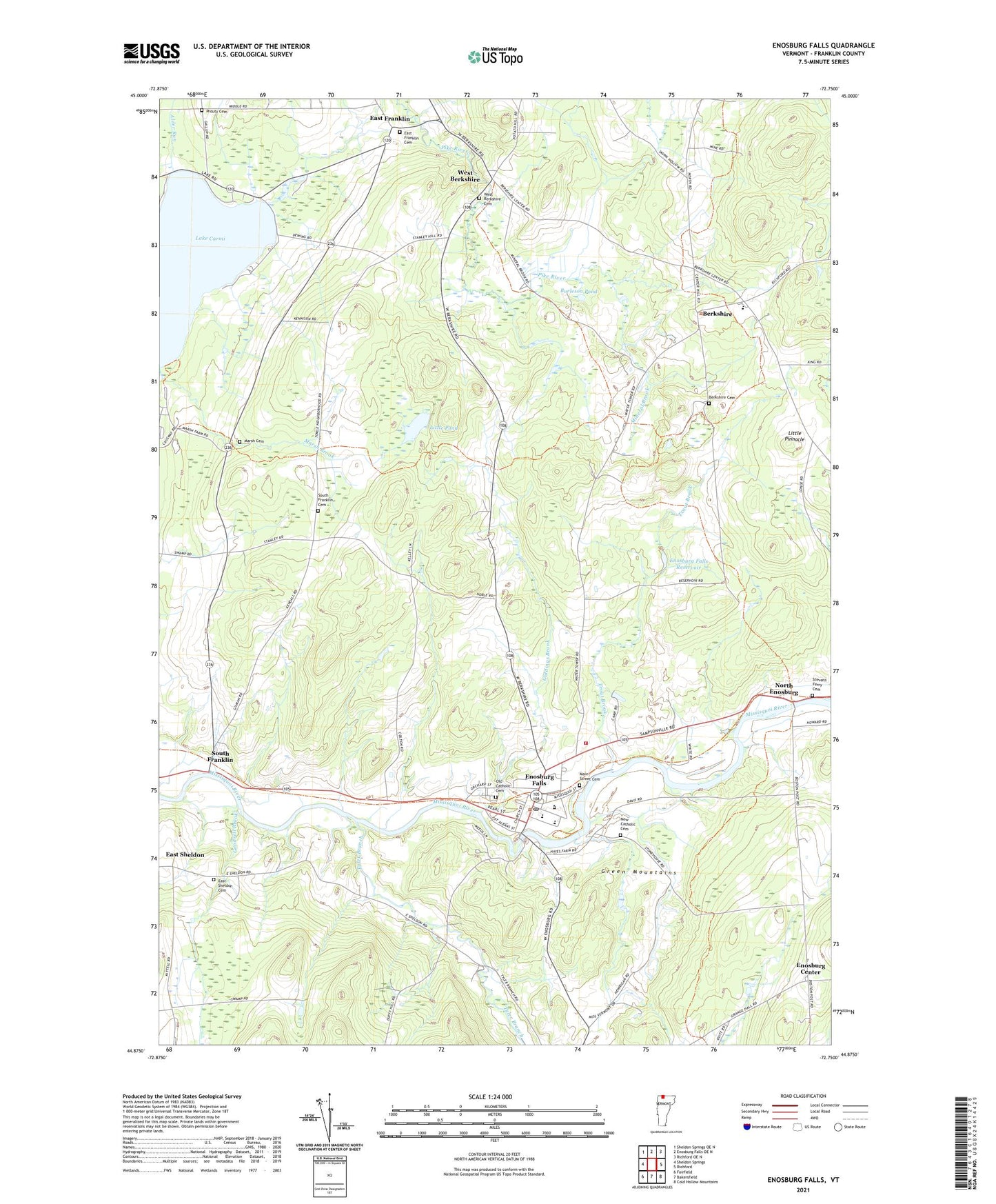 Enosburg Falls Vermont US Topo Map Image