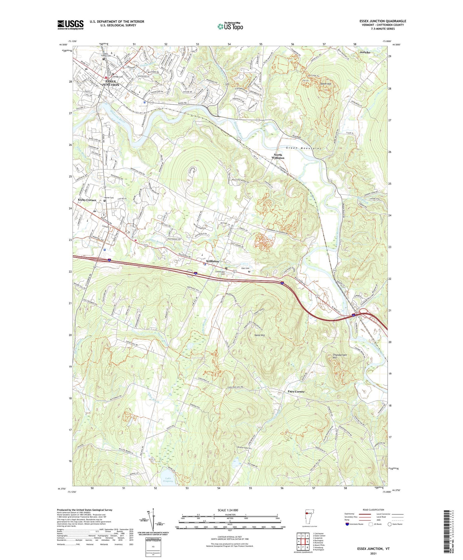 Essex Junction Vermont US Topo Map Image
