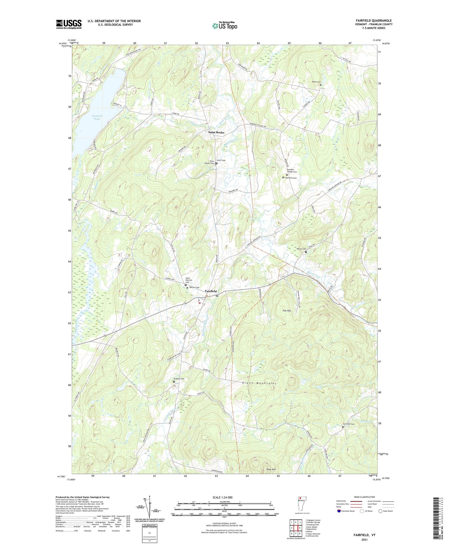 Fairfield Vermont US Topo Map Image