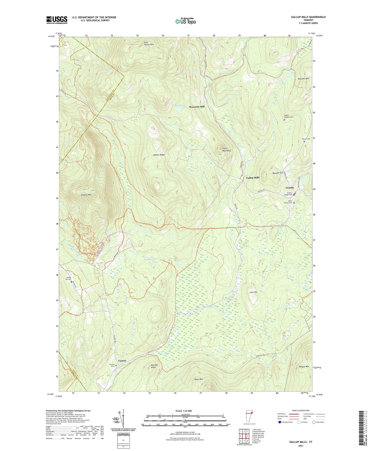 Gallup Mills Vermont US Topo Map Image