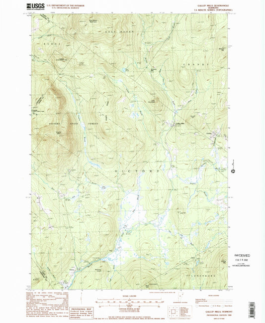 Classic USGS Gallup Mills Vermont 7.5'x7.5' Topo Map Image