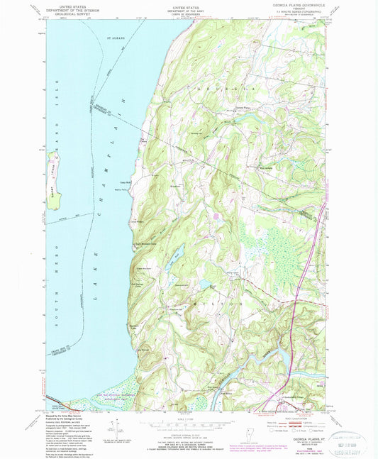 Classic USGS Georgia Plains Vermont 7.5'x7.5' Topo Map Image