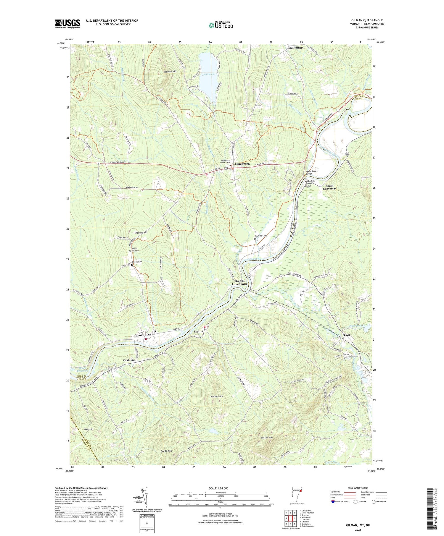 Gilman Vermont US Topo Map Image