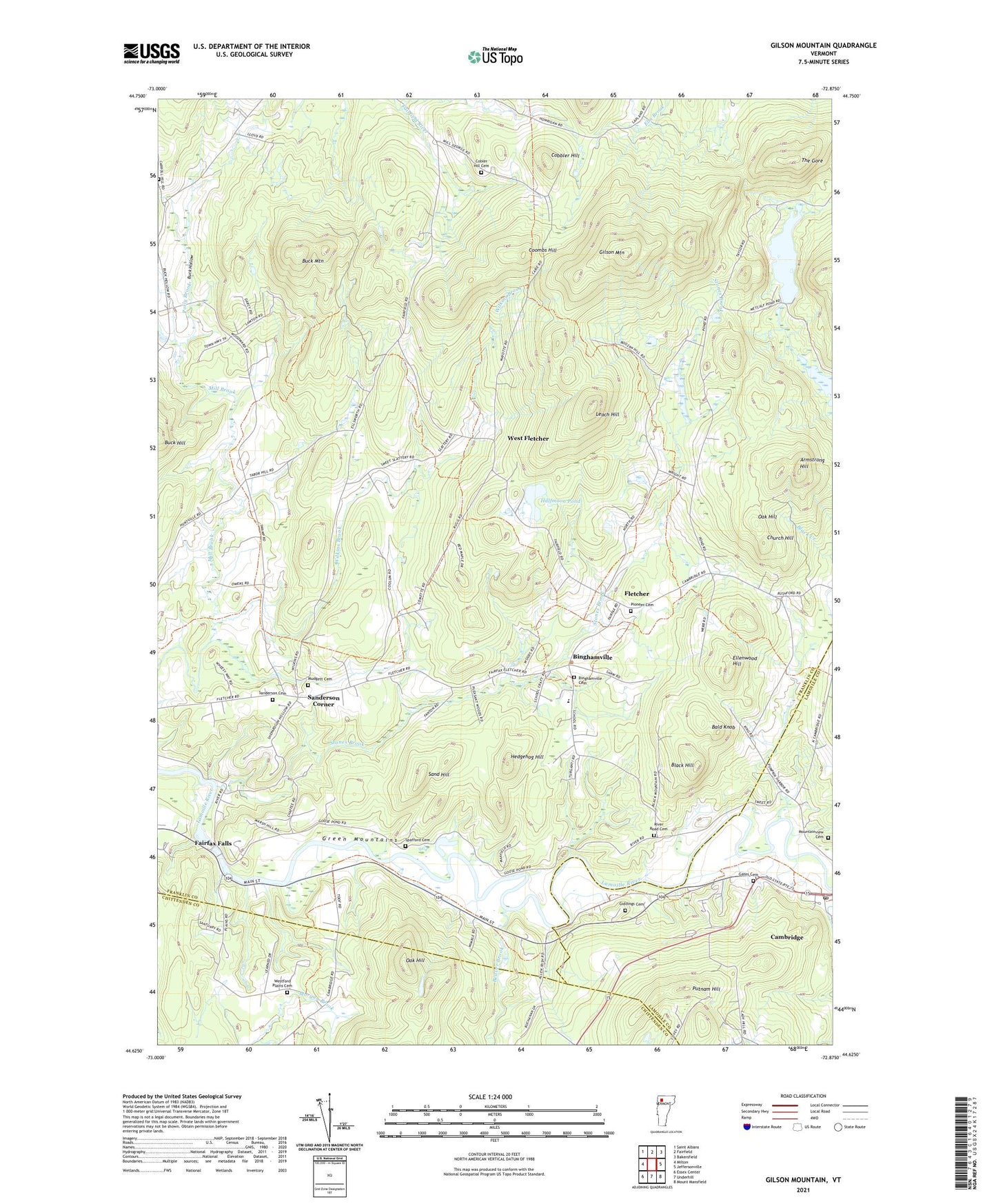 Gilson Mountain Vermont US Topo Map Image