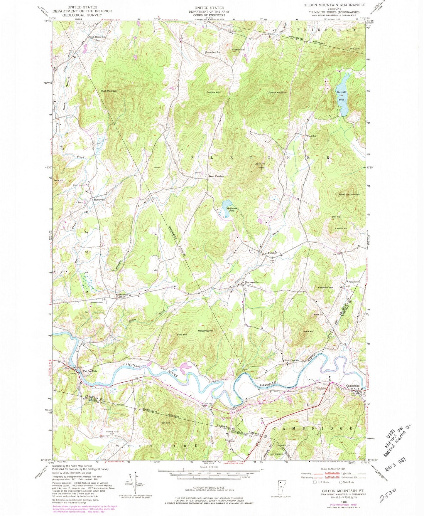 Classic USGS Gilson Mountain Vermont 7.5'x7.5' Topo Map Image