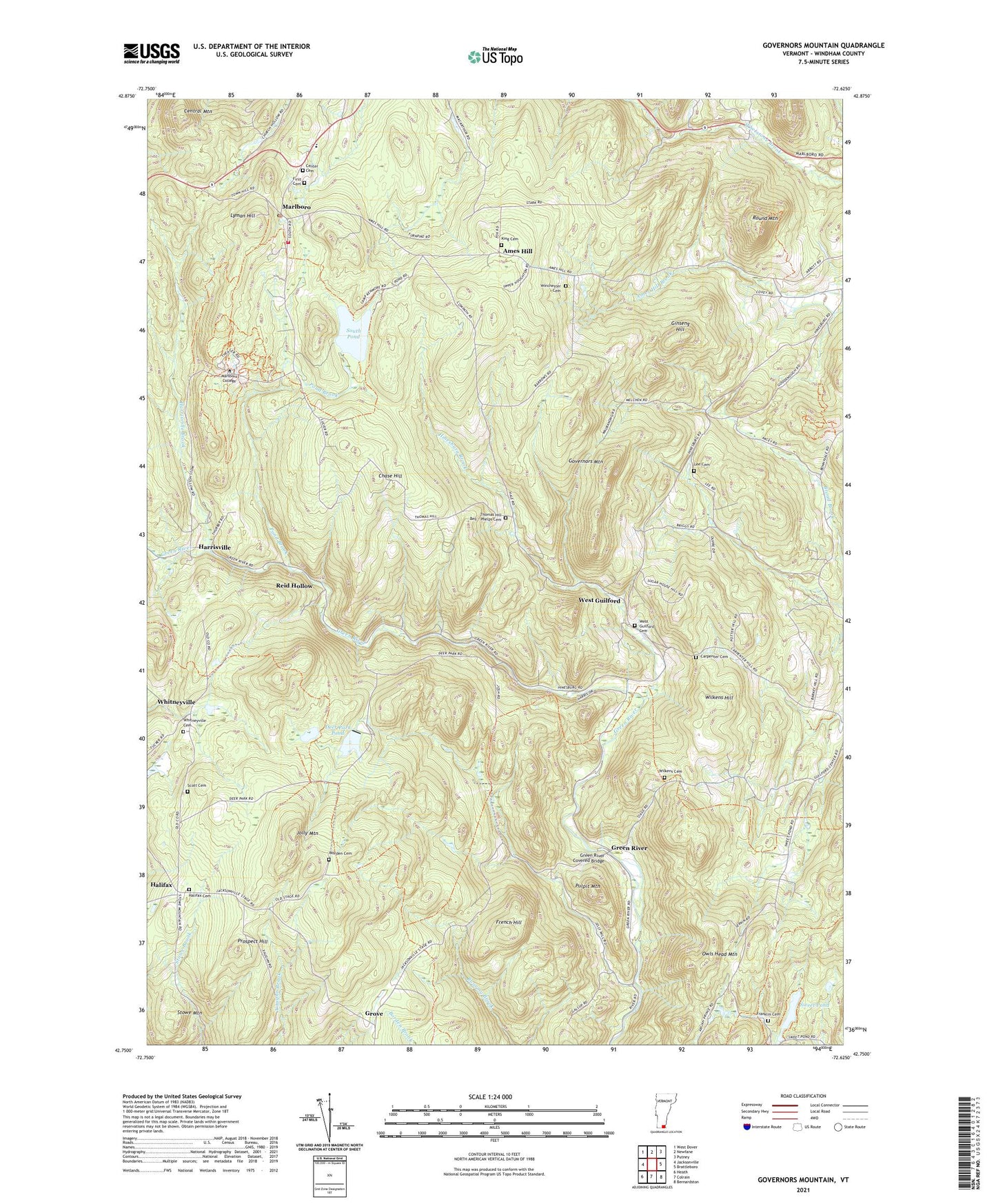 Governors Mountain Vermont US Topo Map Image