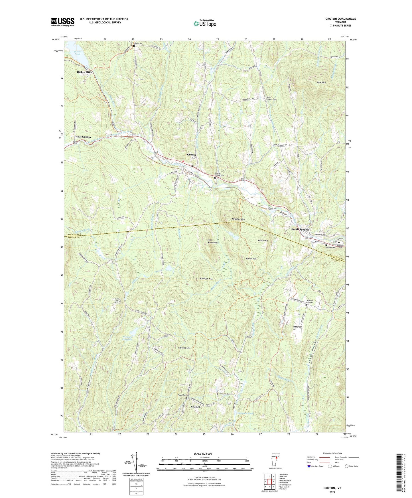 Groton Vermont US Topo Map Image