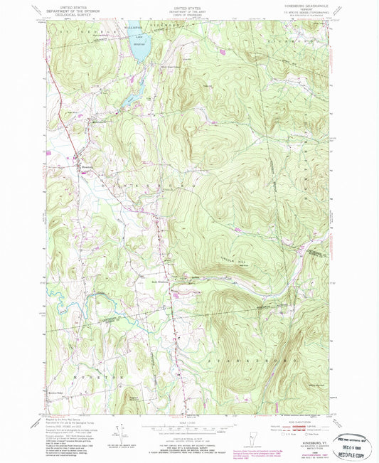 Classic USGS Hinesburg Vermont 7.5'x7.5' Topo Map Image