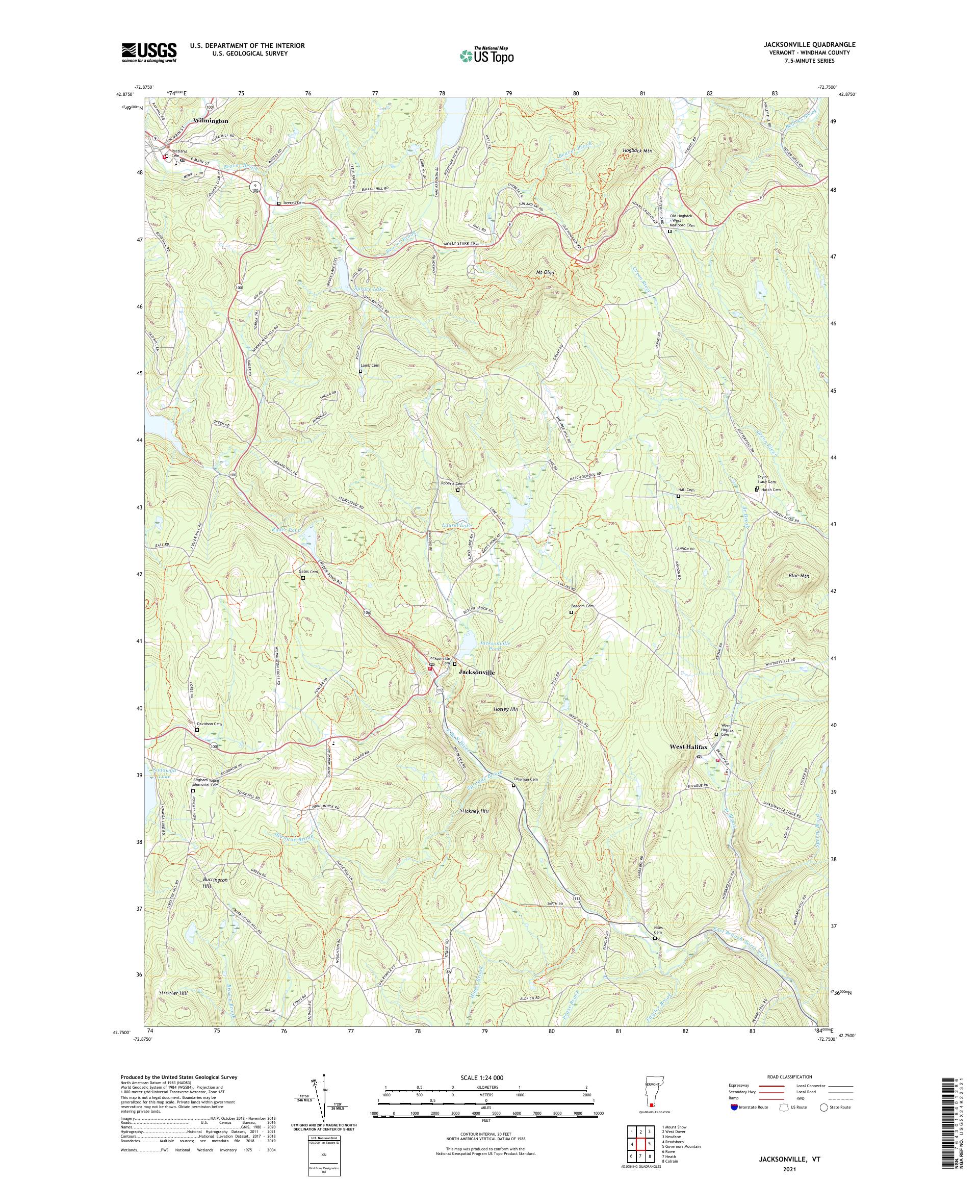 Jacksonville Vermont US Topo Map – MyTopo Map Store