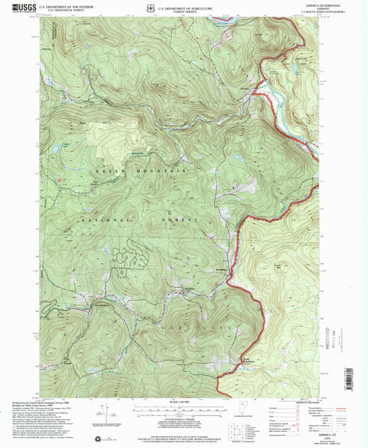Classic USGS Jamaica Vermont 7.5'x7.5' Topo Map Image