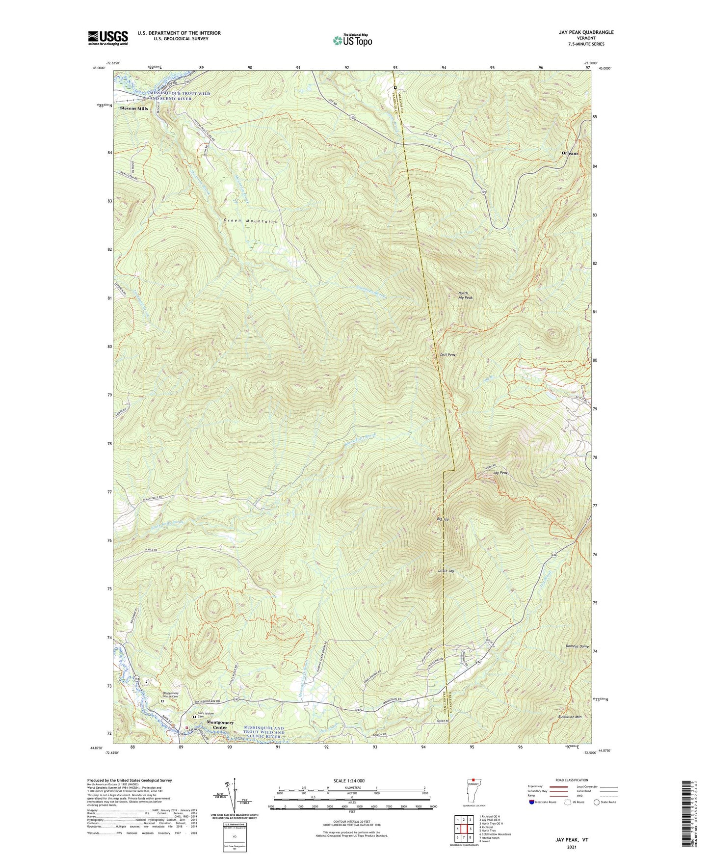 Jay Peak Vermont US Topo Map Image