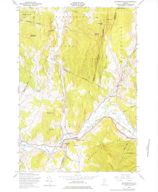Classic USGS Jeffersonville Vermont 7.5'x7.5' Topo Map Image