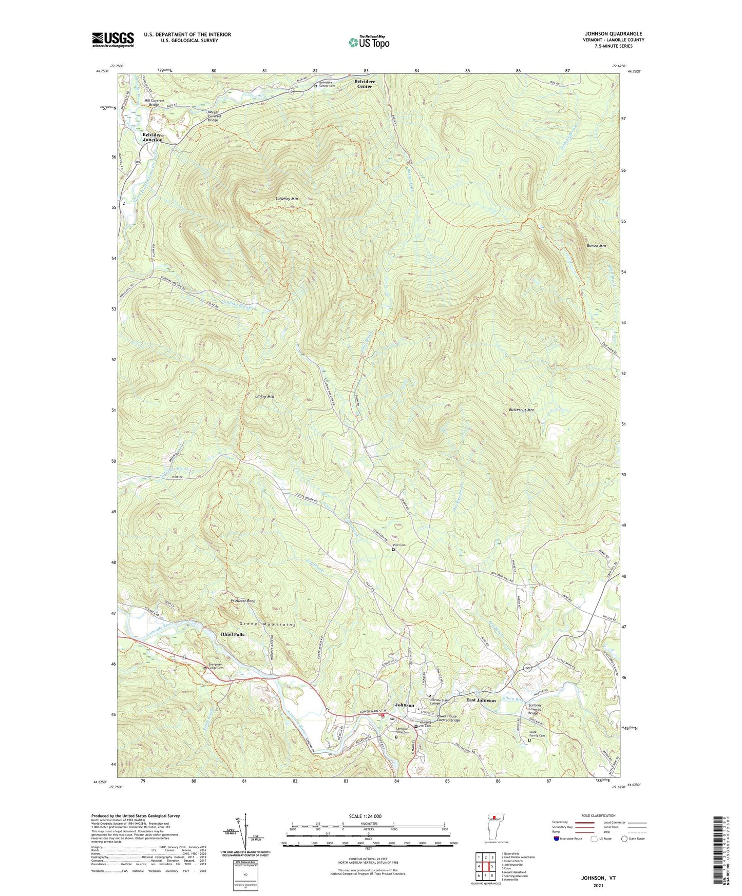 Johnson Vermont US Topo Map Image