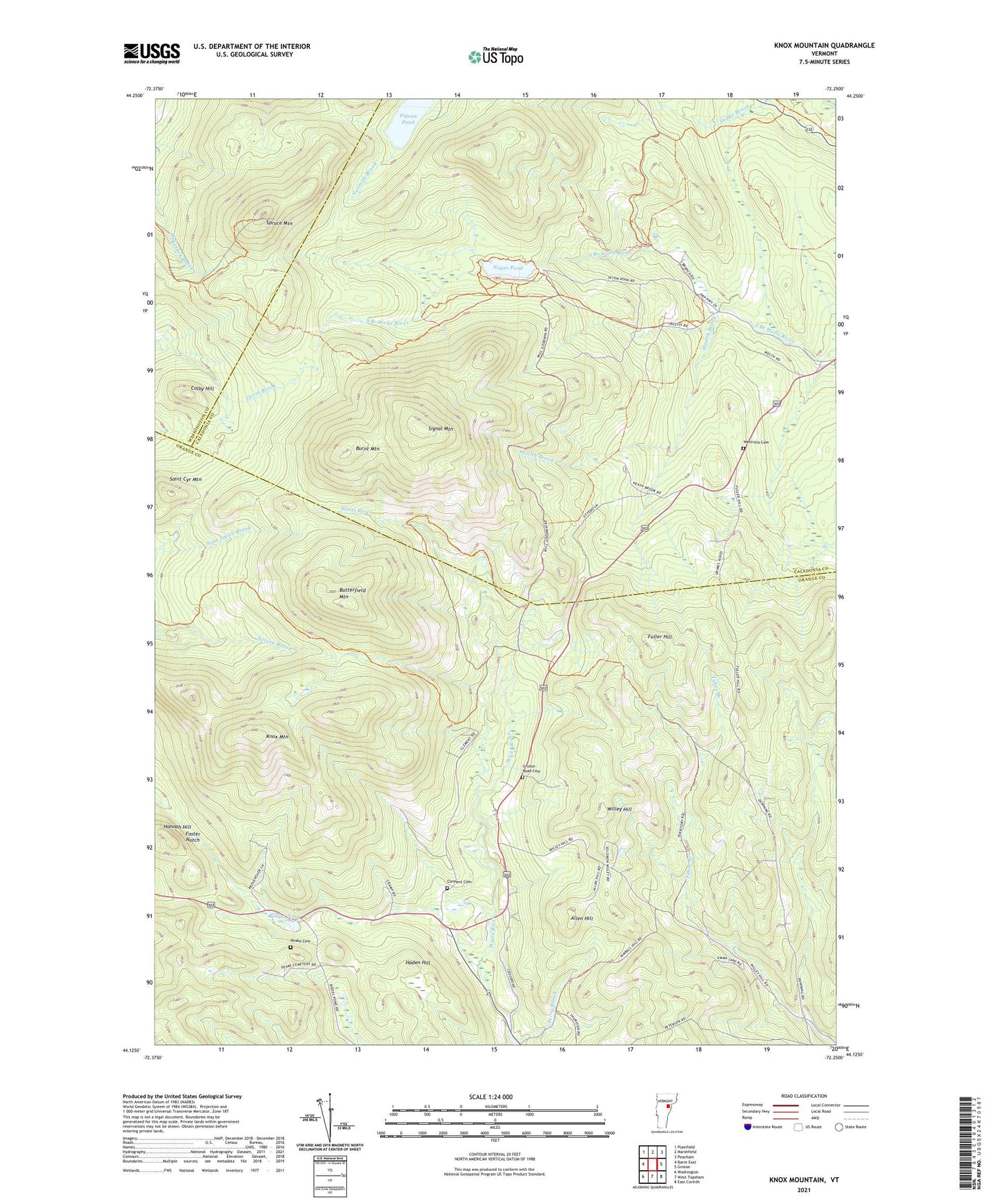 Knox Mountain Vermont US Topo Map Image