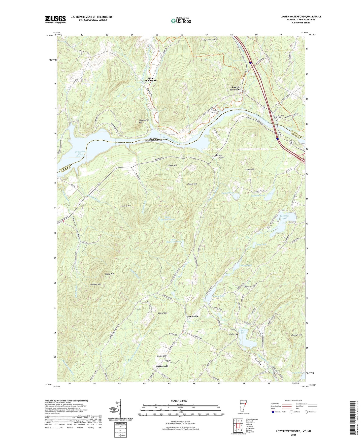 Lower Waterford Vermont US Topo Map Image