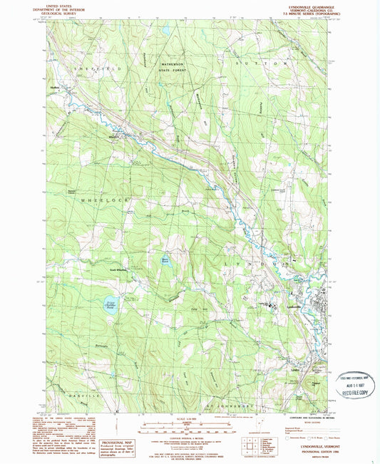 Classic USGS Lyndonville Vermont 7.5'x7.5' Topo Map Image