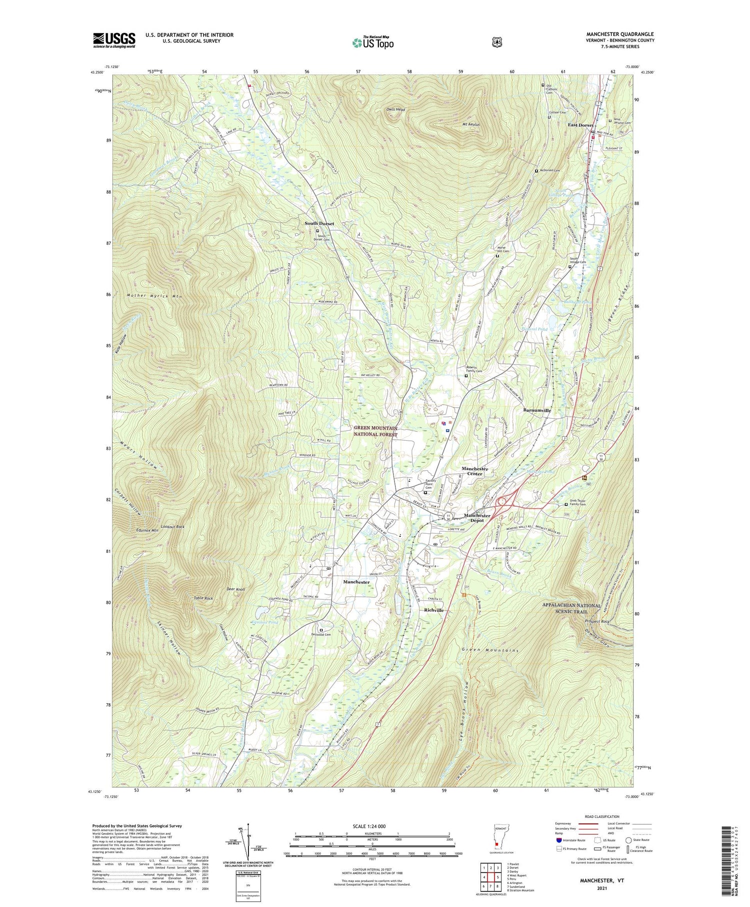 Manchester Vermont US Topo Map Image