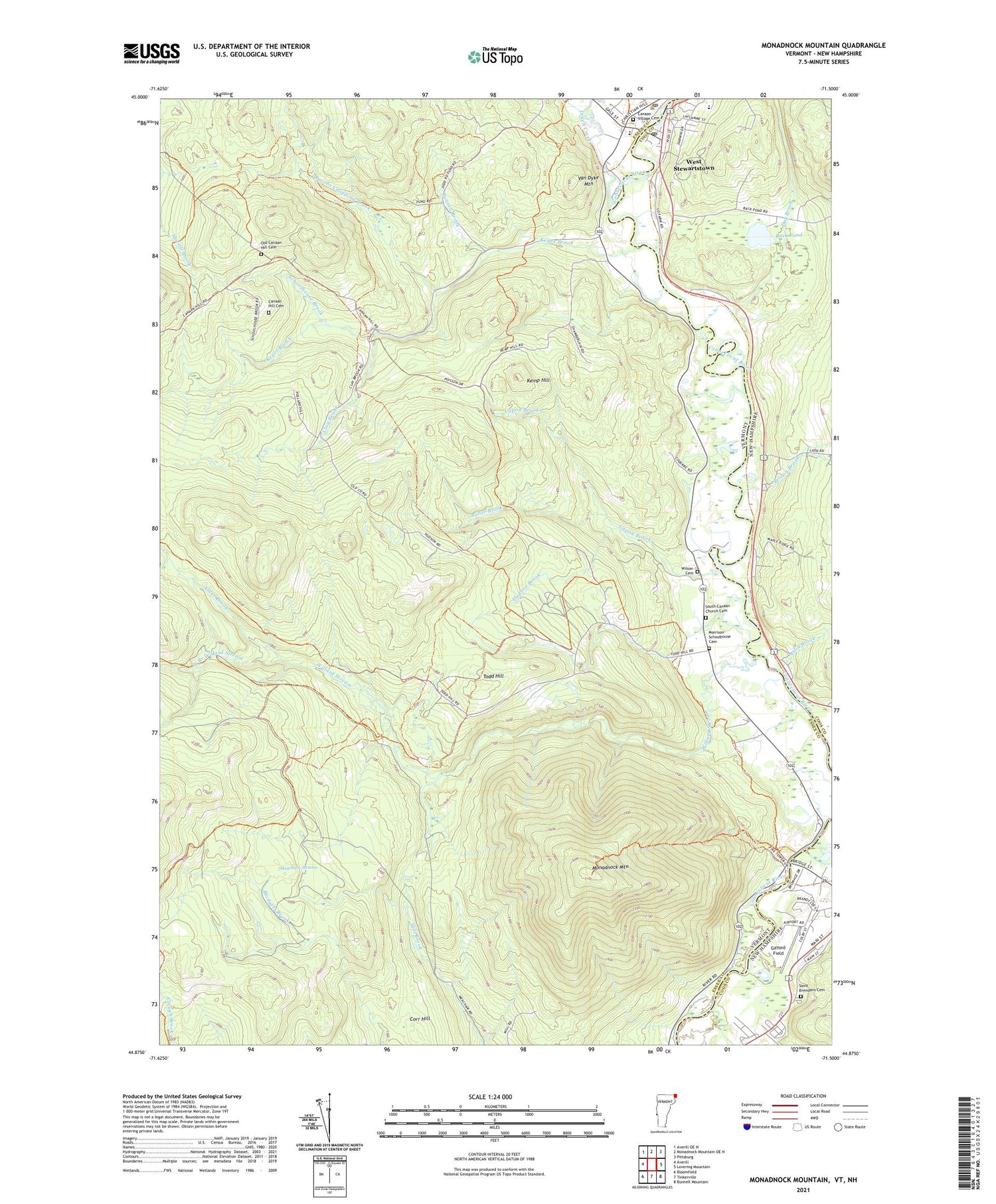 Monadnock Mountain Vermont US Topo Map Image