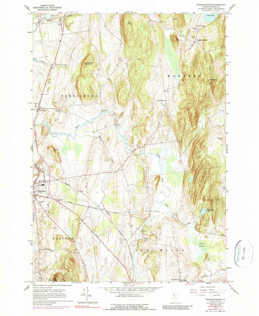 Classic USGS Vergennes East Vermont 7.5'x7.5' Topo Map Image