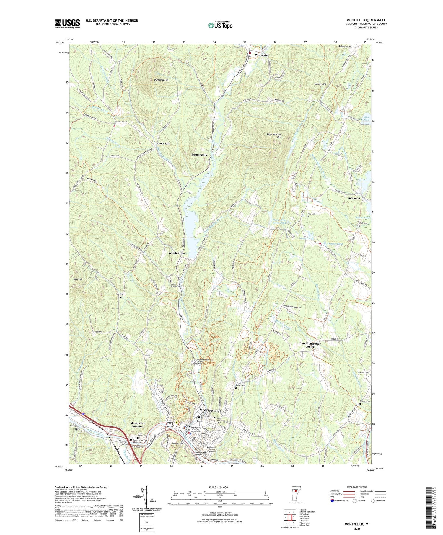 Montpelier Vermont US Topo Map Image