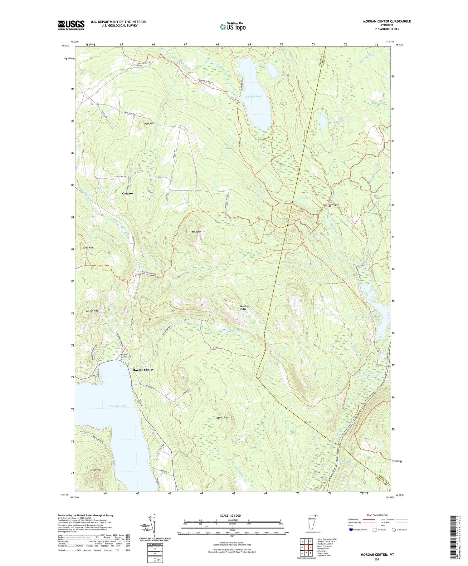 Morgan Center Vermont US Topo Map Image