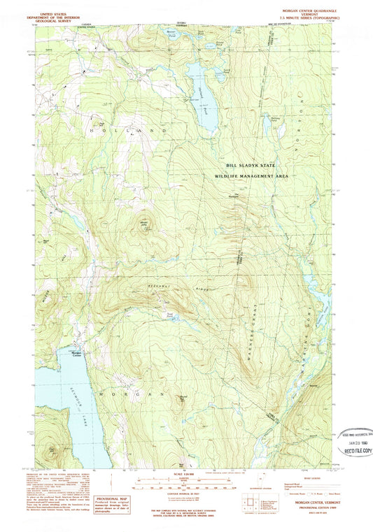 Classic USGS Morgan Center Vermont 7.5'x7.5' Topo Map Image