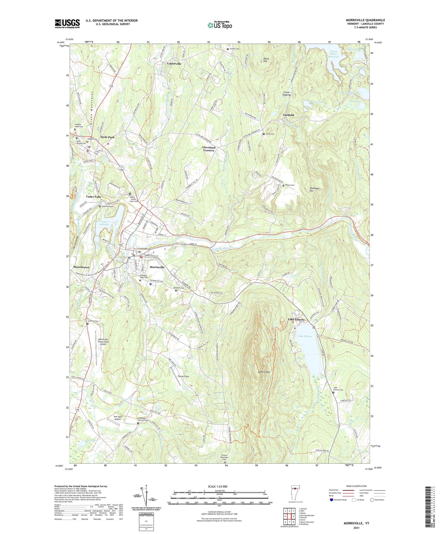 Morrisville Vermont US Topo Map Image